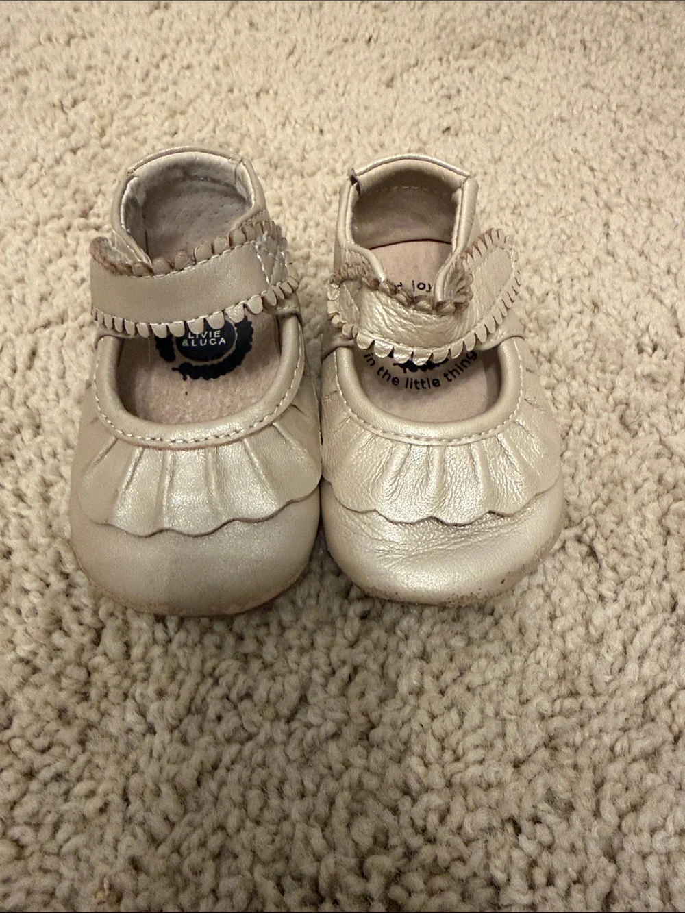 Livie & Luca Metallic Creamy Gold Ruffle Mary Janes